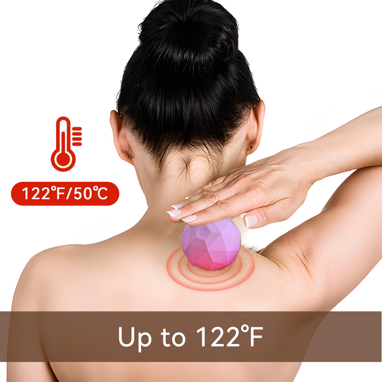 Vibrating Massage Ball with Heat - Portable Physical Therapy for Muscle Relief Up to 120 H Heating Temperature for Myofascial Re