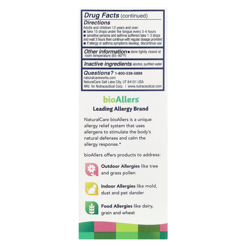 NaturalCare Tree Pollen Homeopathic Liquid Drops by bioAllers, 1 Fl Oz | Cedar Fever | May Help Relieve Sinus Pressure, Congesti