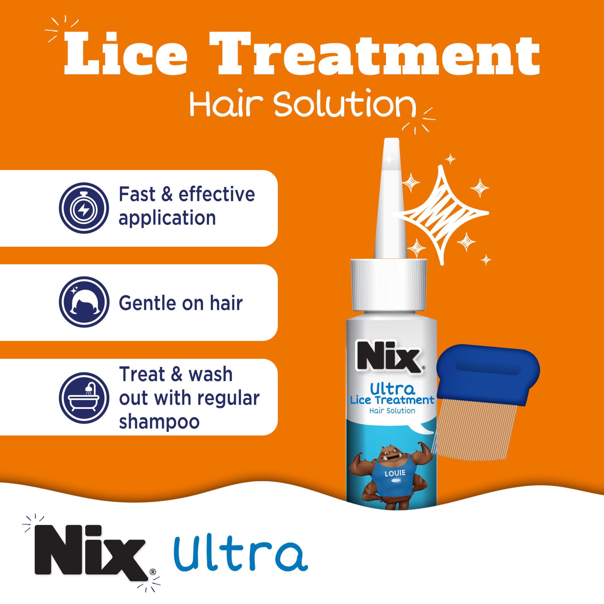 Nix Lice Removal Kit - Lice Treatment Hair Solution and Comb, Home Defense Bedbug and Lice Killing Spray (Pack of 2) (Packaging