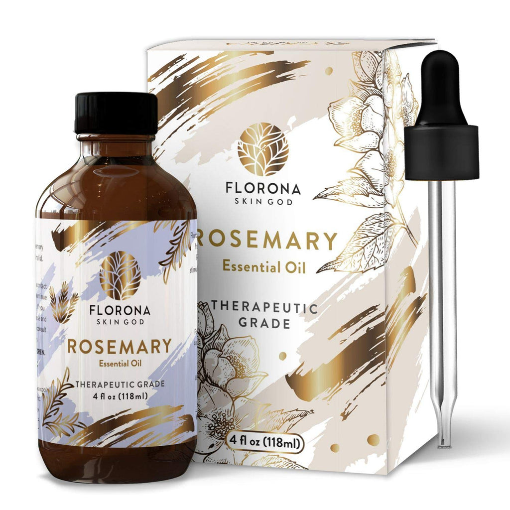 Florona Rosemary Essential Oil - 100% Pure & Natural - 4 oz, Rosemary Oil for Hair & Skin Care, Aromatherapy & Candle Making