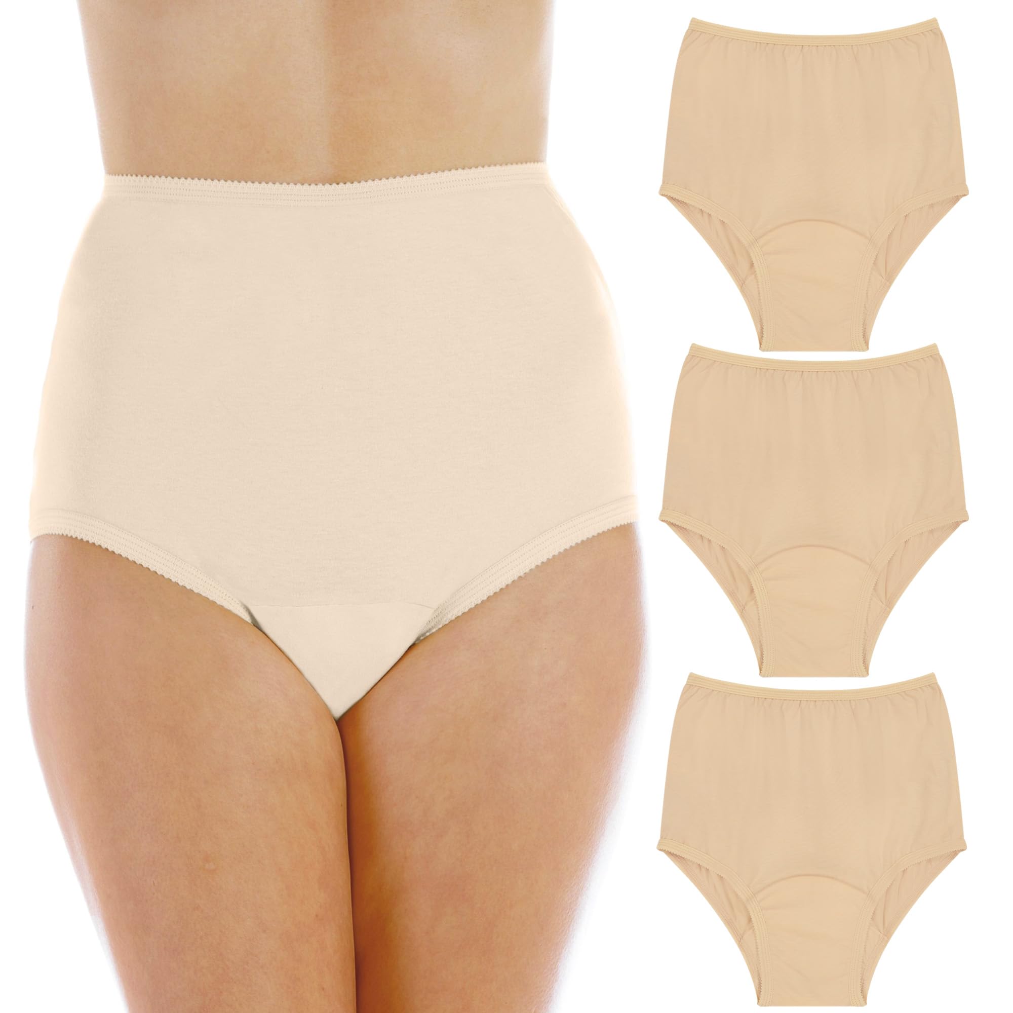Wearever (3-Pack) Womens Beige Cotton Comfort Regular Absorbency 150 ml Incontinence Panties 8X (Fits Hip Sizes: 61-63)