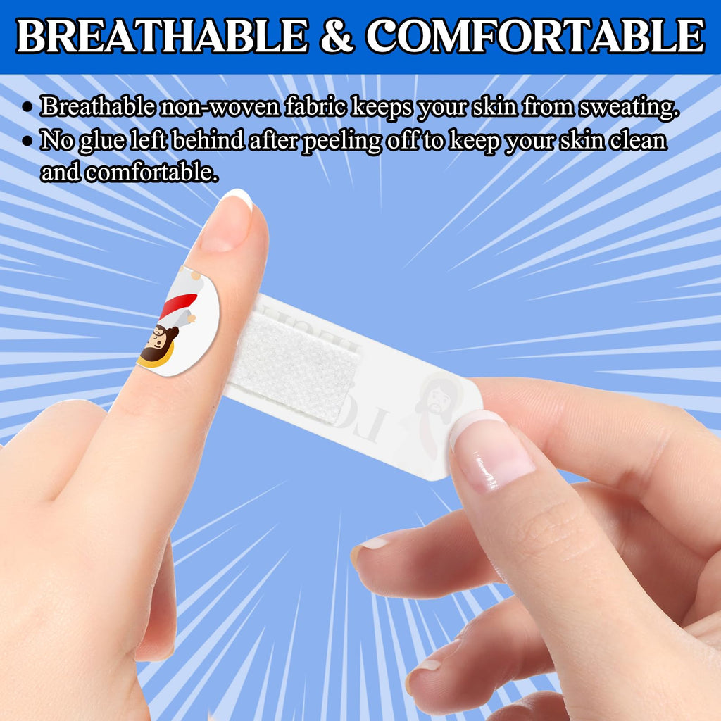 60pcs Jesus Bandages, 2.83x0.75in Jesus Loves You Waterproof PE Adhesive Bandage for Minor Wound Care, Comfortable Hypoallergeni