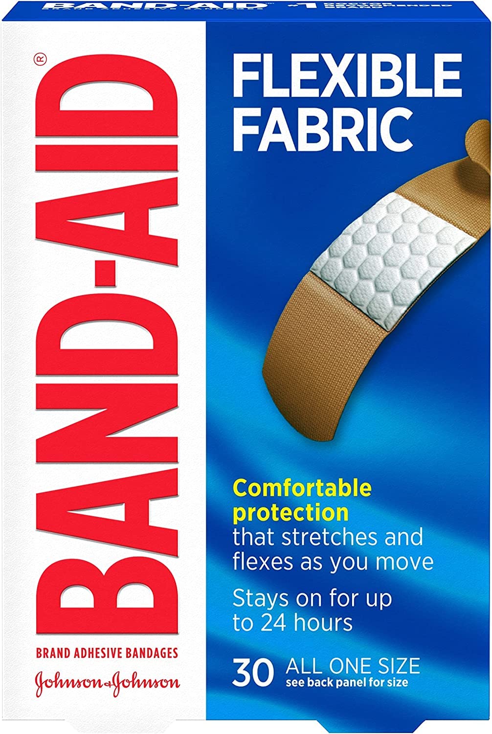 BAND-AID Brand Flexible Fabric Bandages All One Size, 30 Count