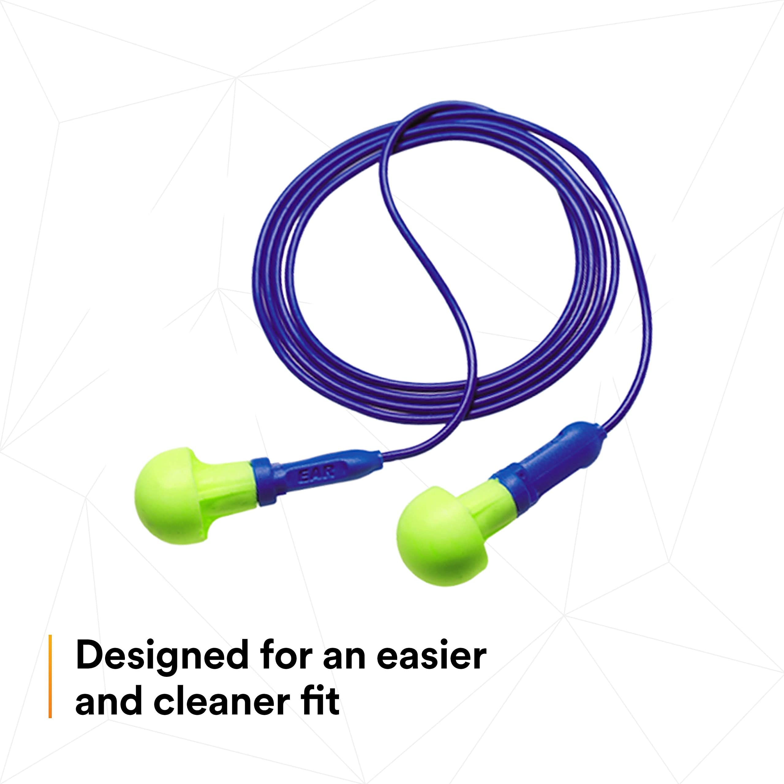3M E-A-R Push-Ins Earplugs 318-1001, Corded, Poly Bag 100-Pair