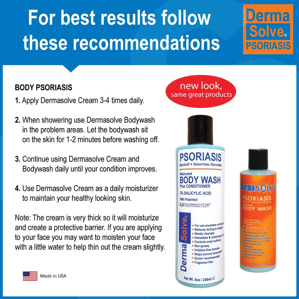 Dermasolve Medicated Psoriasis Body Wash - 2-Pack (8.0 oz each) - Proven to Provide Relief from Psoriasis, Eczema & Seborrheic D