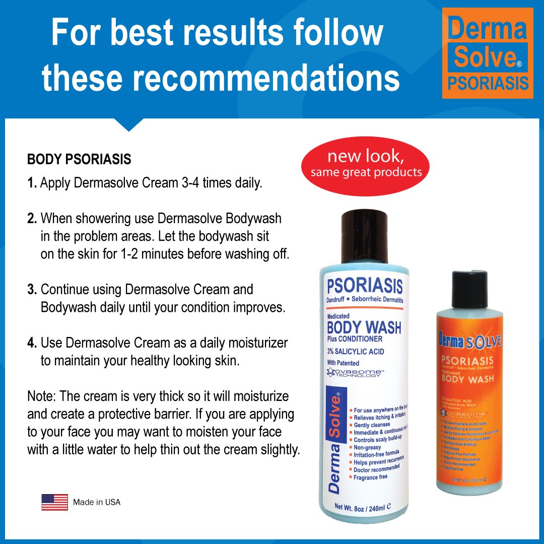 Dermasolve Medicated Psoriasis Body Wash - 2-Pack (8.0 oz each) - Proven to Provide Relief from Psoriasis, Eczema & Seborrheic D