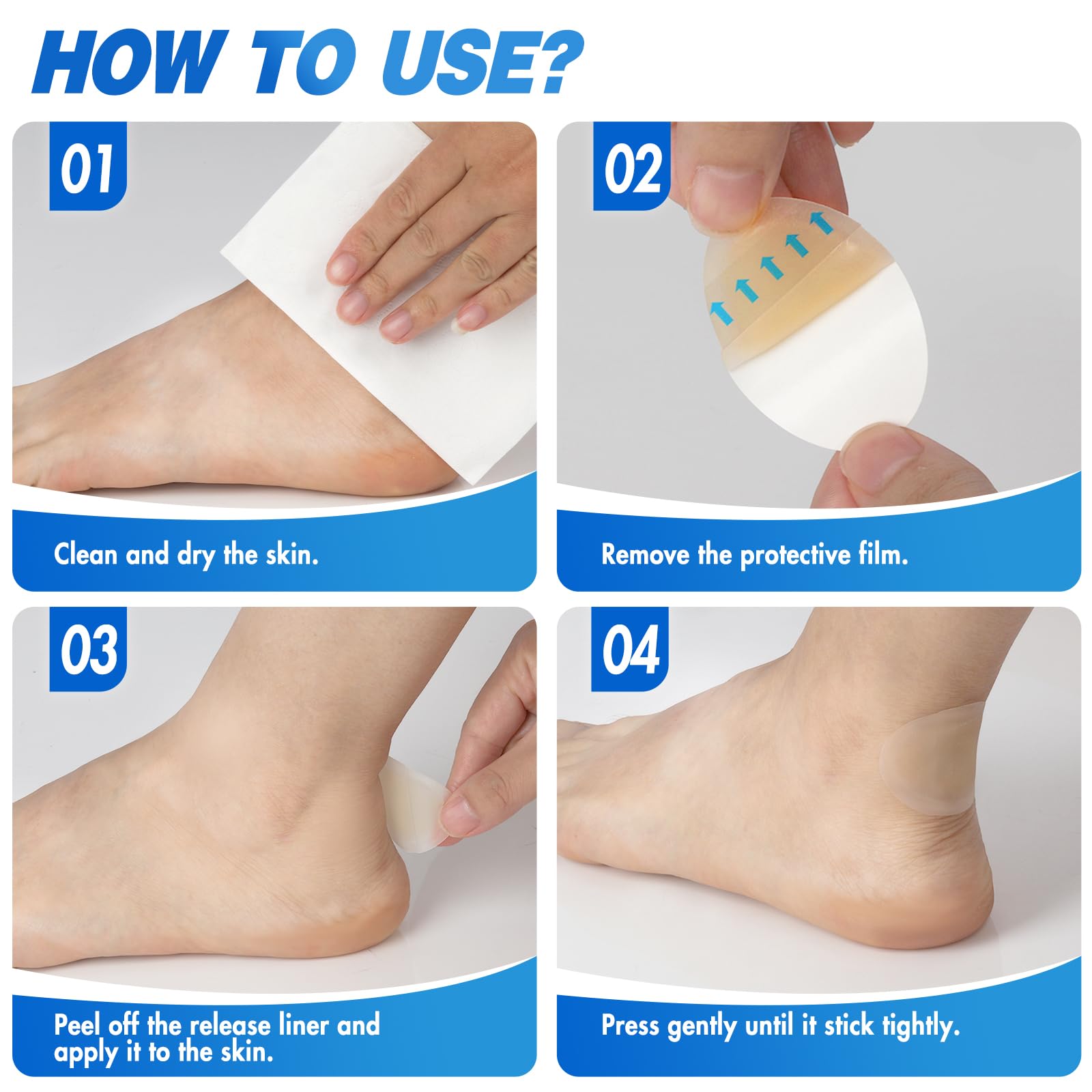 Arme Hydrocolloid Bandages, 120Pcs Gel Blister Bandages for Feet, Waterproof Blister Pads Blister for Prevention & Recovery, Bli