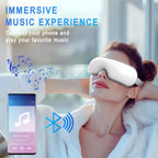 Eye Massager with Heat & Bluetooth Music - Rechargeable Eye Mask for Migraine Relief & Sleep Improvement,Includes EVA Travel Cas