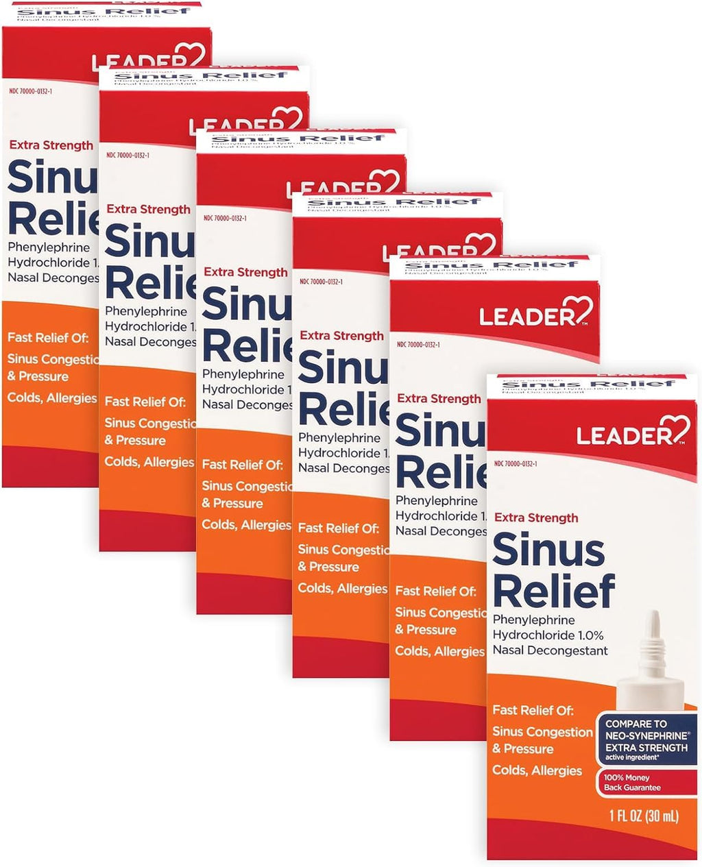 Leader Extra Strength Sinus Relief, Fast Acting, Sinus Decongestant, Nasal Congestion Relief Spray, Cold & Allergy 30 mL Bottle 