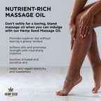 Hemp Seed Massage & Body Oil, Lavender Scent - 8 fl. oz. - Nourishing, Moisturizing Massage Oil - Hemp Seed, Apricot, Grapeseed