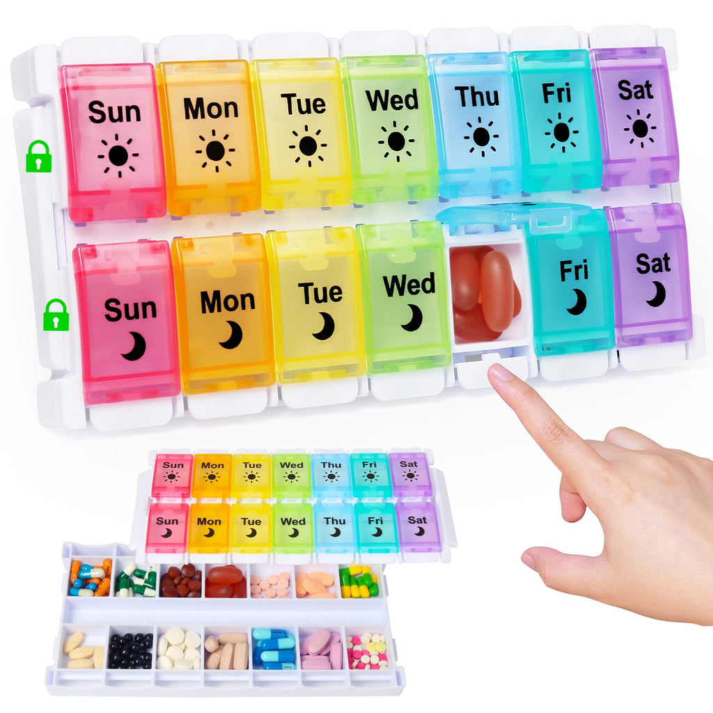High Risk Medication Box HRX Package Medicine Pill Boxes 7 Day AM/PM, Easy Fill & Open Medicati ...