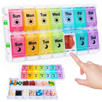 HRX Package Medicine Pill Boxes 7 Day AM/PM, Easy Fill & Open Medication Organizer Vitamin Reminder Holder Day and Night