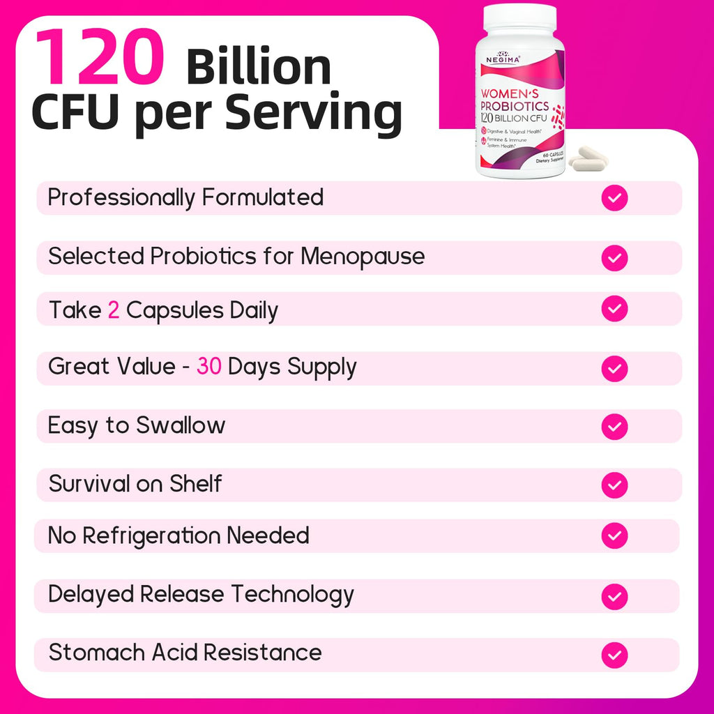 Menopause Supplements for Women, 120 Billion CFUs Probiotics for Women, 13-in-1 Herbs & Botanicals Complex, for Hormone Menopaus