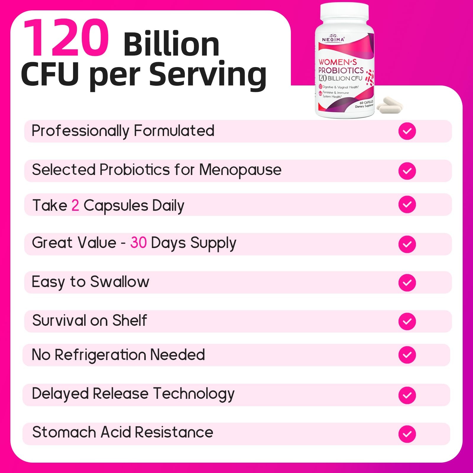 Menopause Supplements for Women, 120 Billion CFUs Probiotics for Women, 13-in-1 Herbs & Botanicals Complex, for Hormone Menopaus