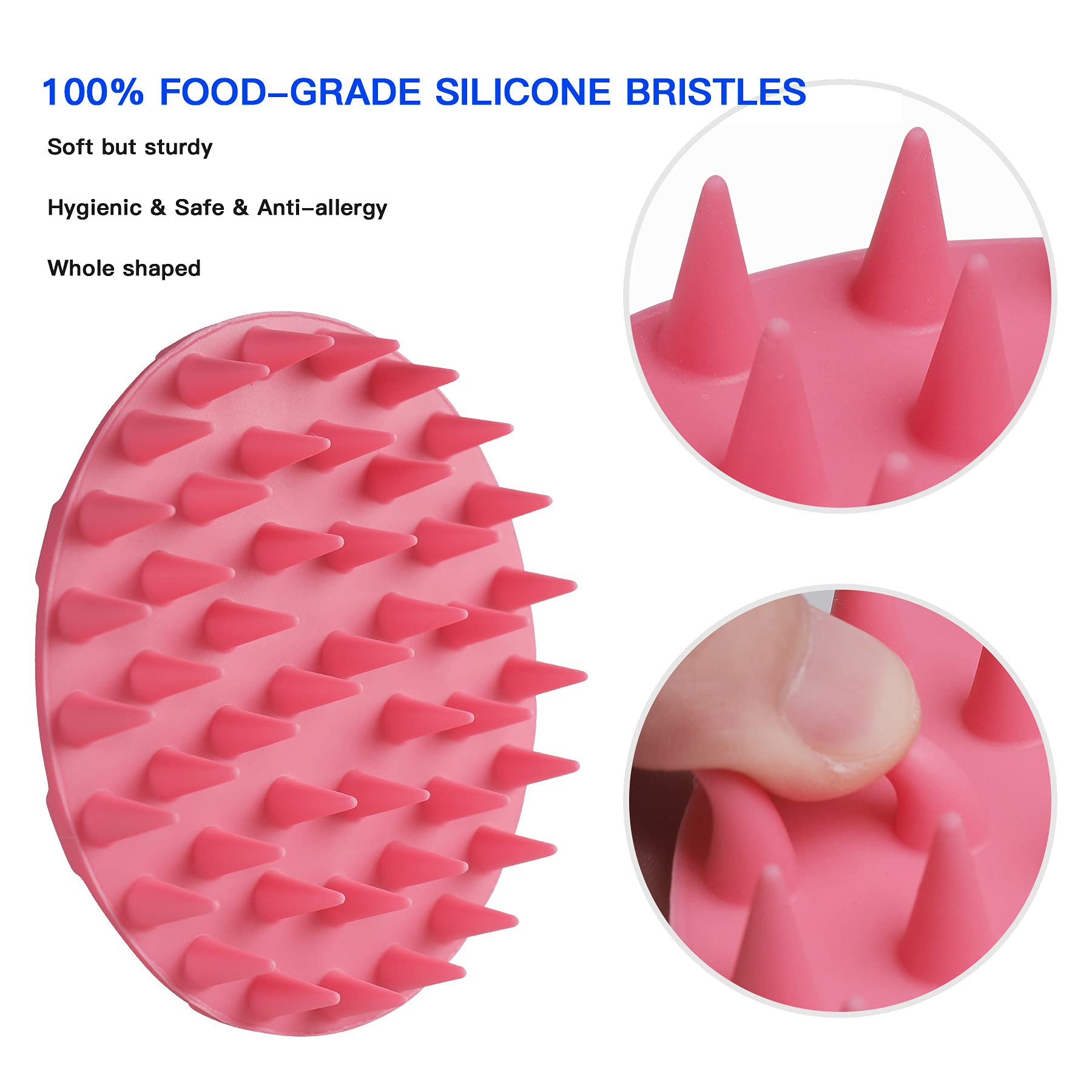 INNERNEED Scalp Massager Shampoo Brush, Wet & Dry Manual Scalp Care Head Scrubber Hair Washing, Soft Silicone Bristles, for Hair