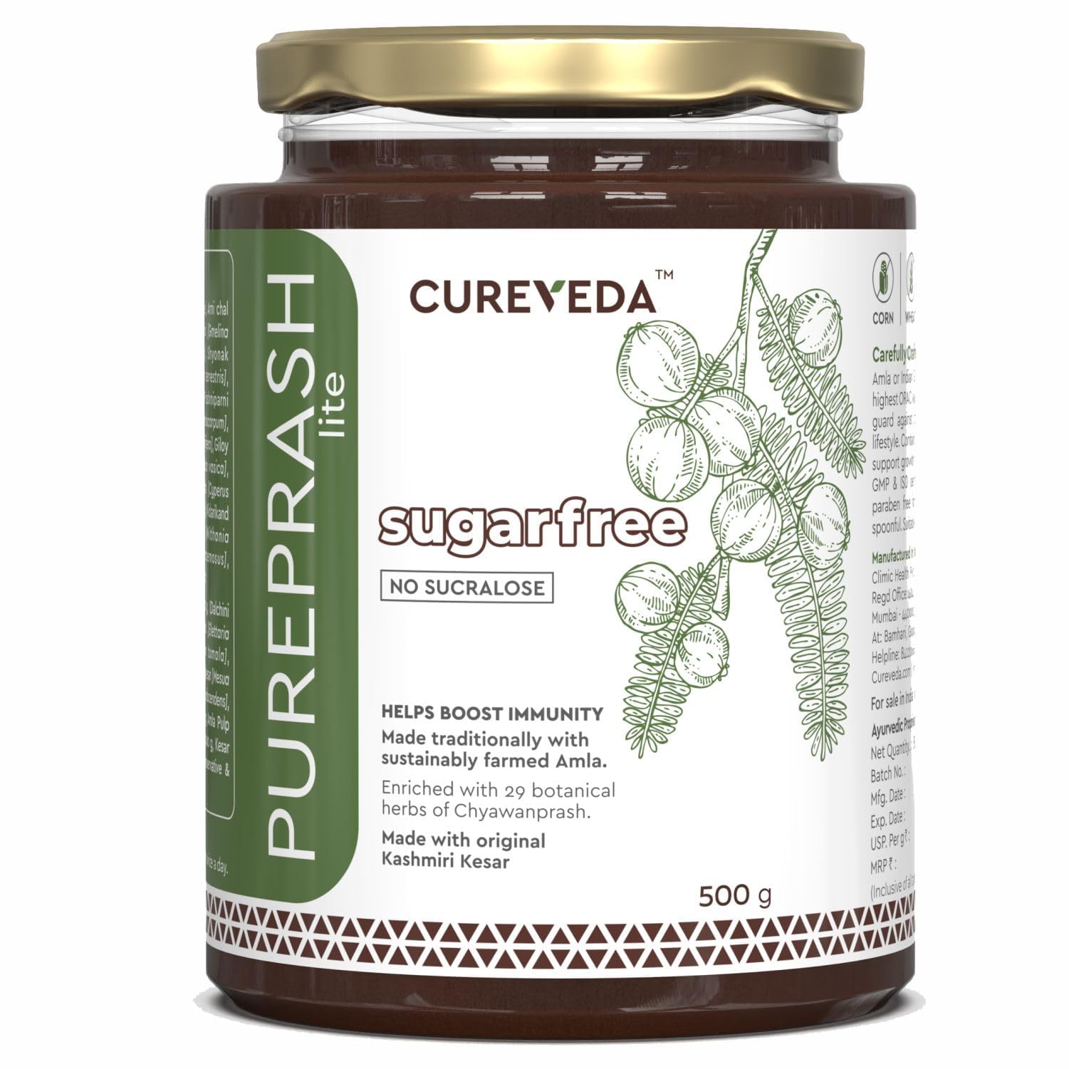 Cureveda Pureprash LiteSugarfree Chyawanprash, Safe For Diabetics, Low Calories, Organic Immunity Booster For All Age Groups Wi