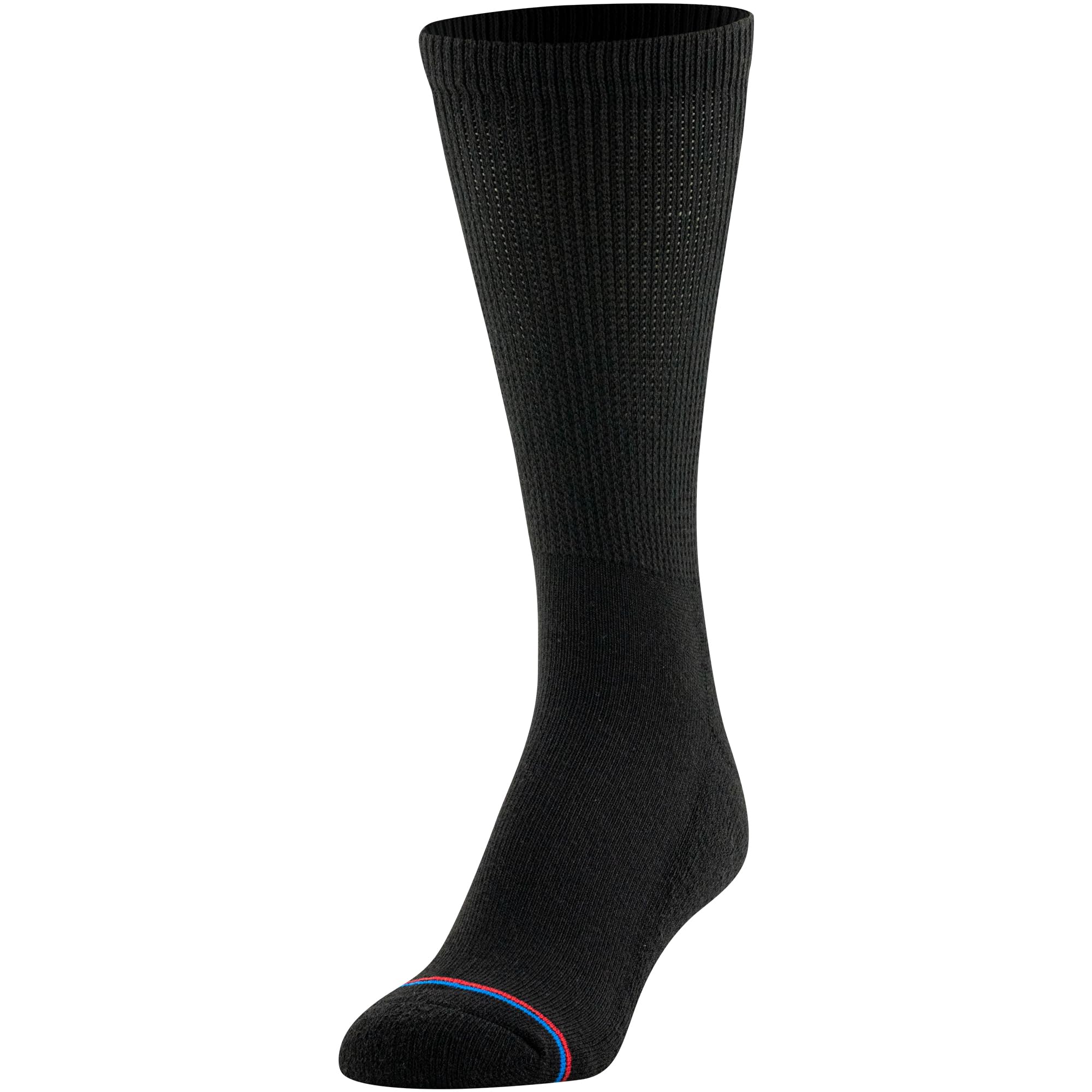 MediPEDS Men's 8 Pack Diabetic Crew Socks with Non-Binding Top, Black, Shoe Size: Men 9-12 / Women 10-13