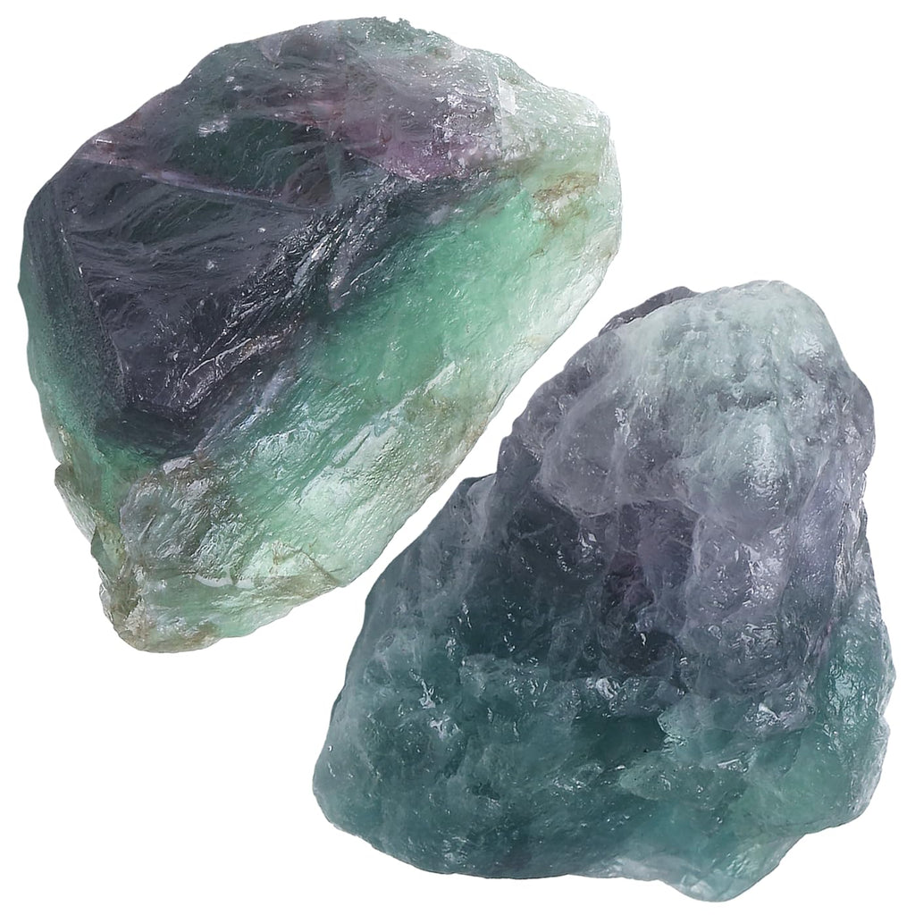 NUKAYAI 2Pcs Rainbow Fluorite 1.8-2.2 Large Raw Crystals Rocks Rough Stones Healing Crystal for Cabbing DIY Wicca Reiki Decorati