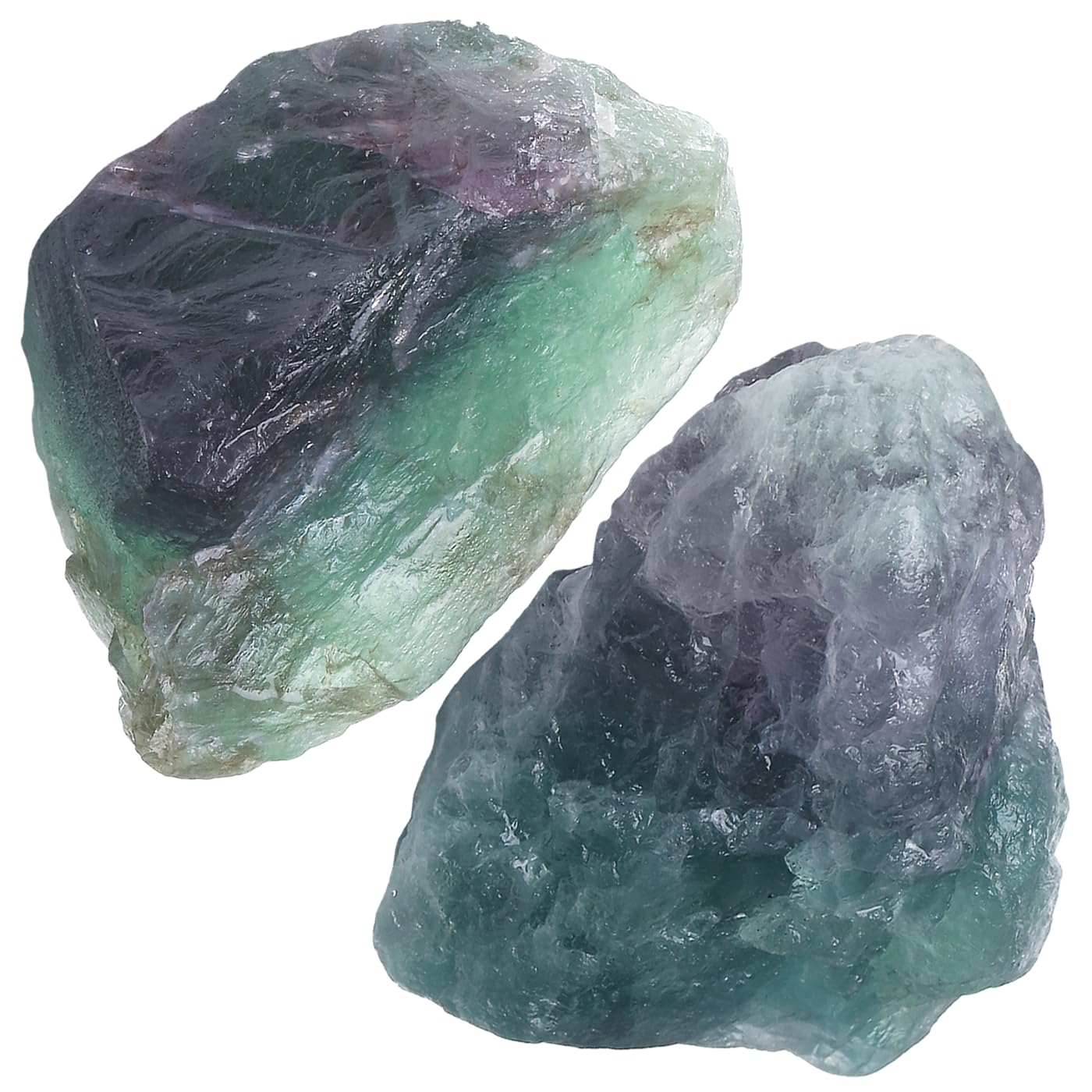 NUKAYAI 2Pcs Rainbow Fluorite 1.8-2.2 Large Raw Crystals Rocks Rough Stones Healing Crystal for Cabbing DIY Wicca Reiki Decorati