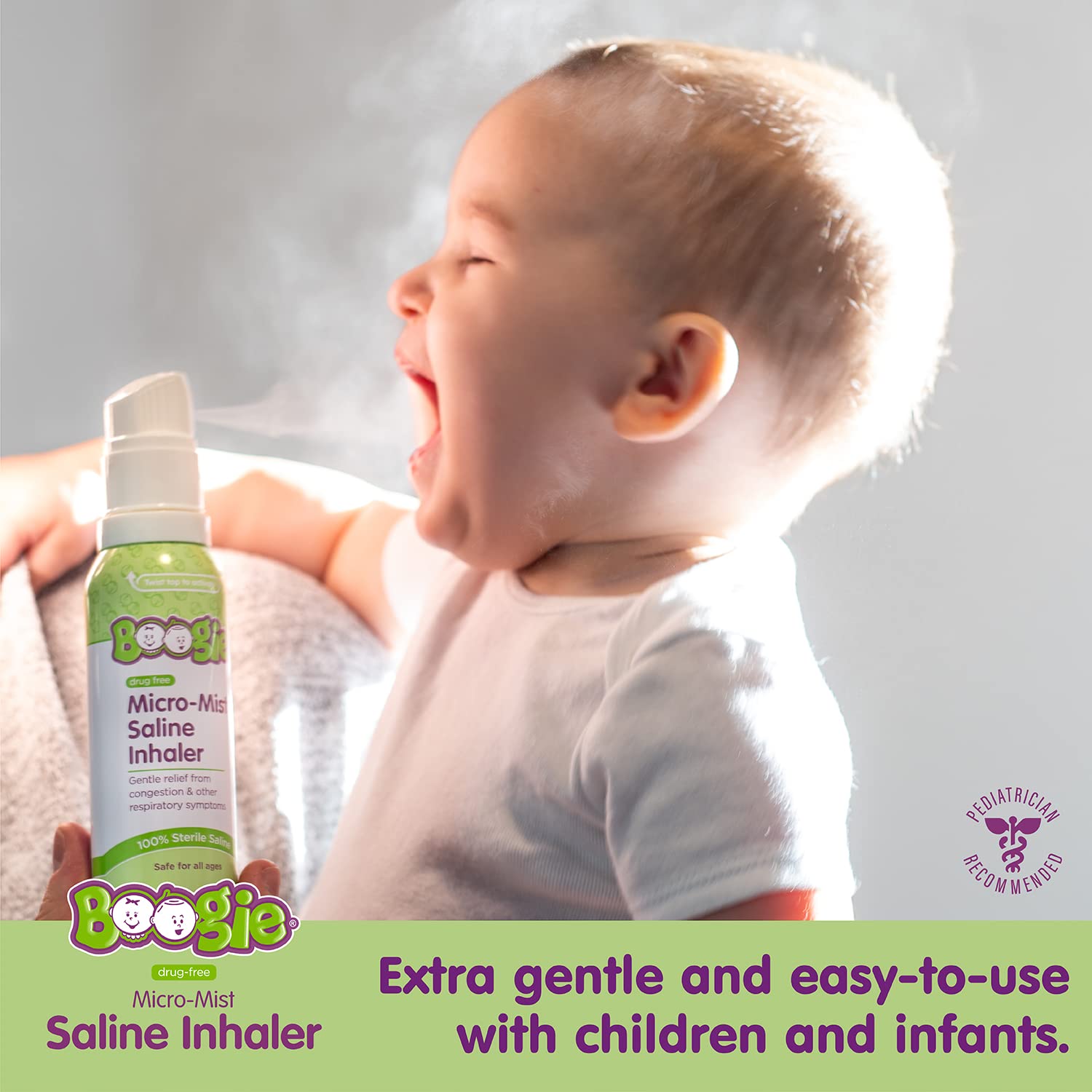 Boogie Micro-Mist Saline Inhaler Refill, 1.7oz Unscented - Pack of 2