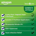 Amazon Basic Care Miconazole Nitrate Vaginal Cream (4 Percent), 3-day Yeast Infection Treatment for Women, 0.18 ounce - 3 count