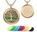 Aromatherapy Essential Oil Diffuser Necklace Tree of Life Pattern Stainless Steel Locket Pendant with 24 inch Adjustable Chain