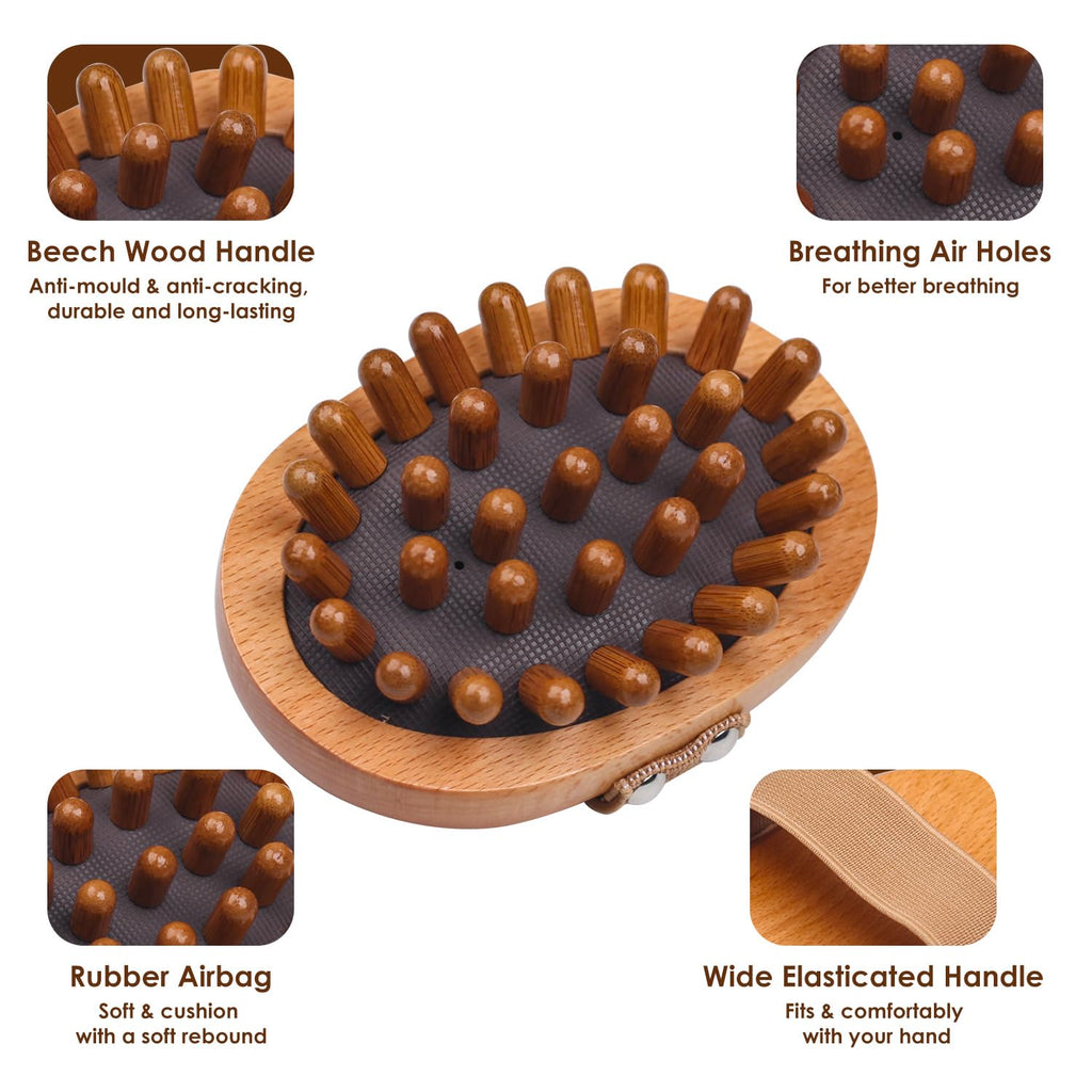 Melous Wooden Massage Comb, Body Scalp Trigger Point Massage Tool, Meridians Massager, Gua Sha Massager Comb for Body Relief & H