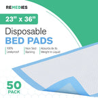 Remedies - Bed Pads Disposable Adults, Seniors, Kids & Puppy Pads - 23 x 36 - Large Disposable Underpads - 50 Count, Incontinenc