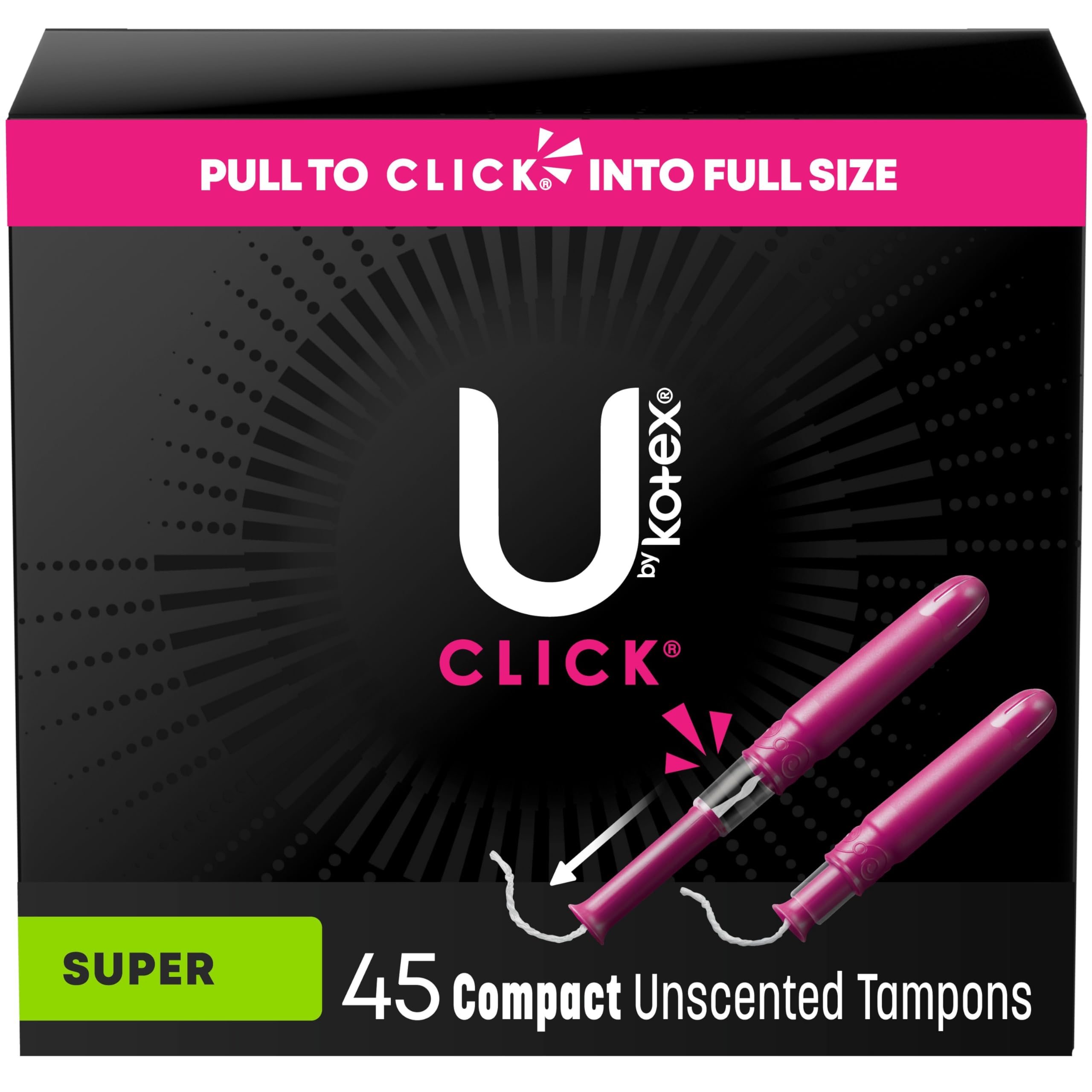 U by Kotex Click Compact Tampons, Super Absorbency, Unscented, 45 Count