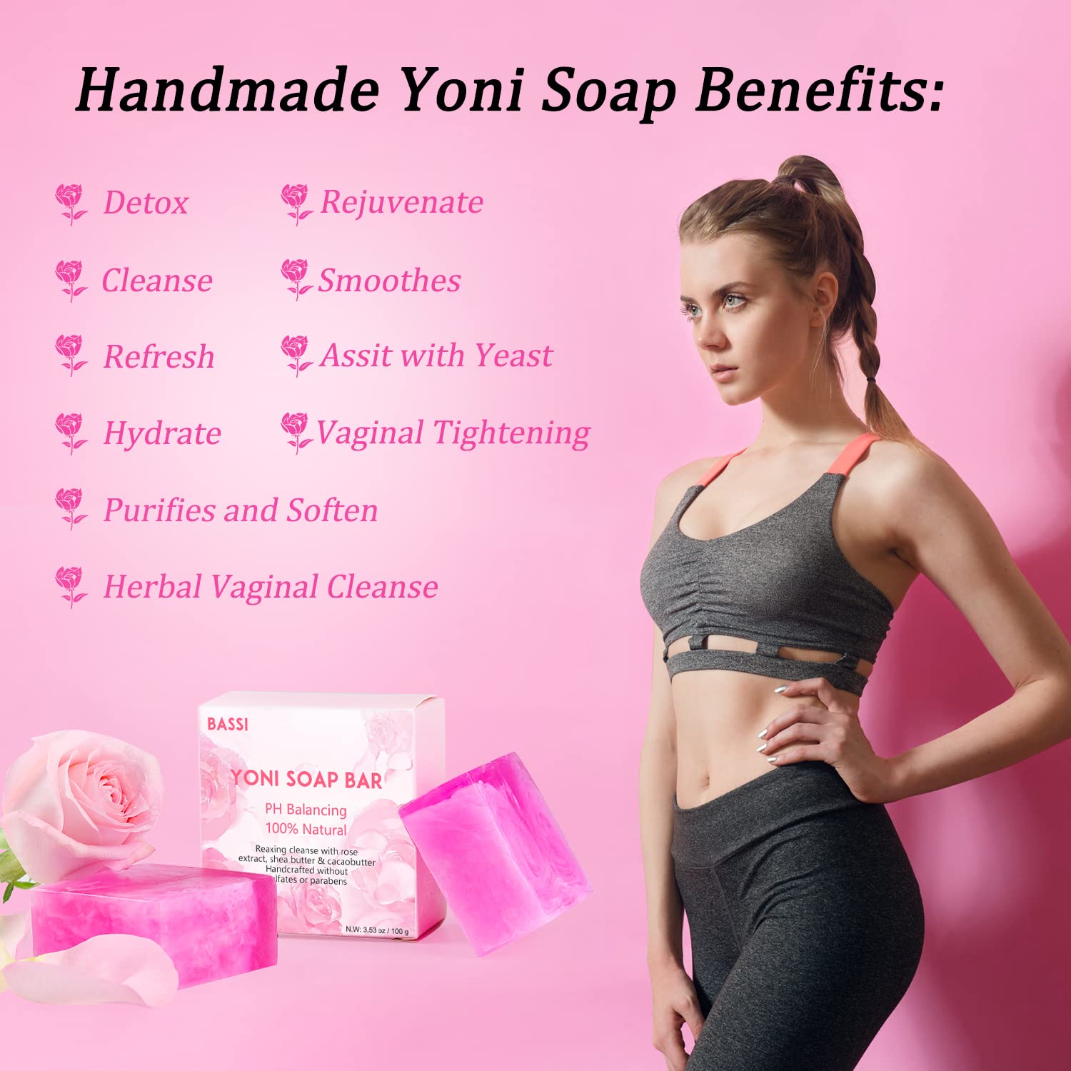 Yoni Soap Bars Vaginal Wash 2 PCS, 100% Natural Organic Bar for Women Ph Balance Yoni Wash Vaginial Deodorants Vaginal Care Soap