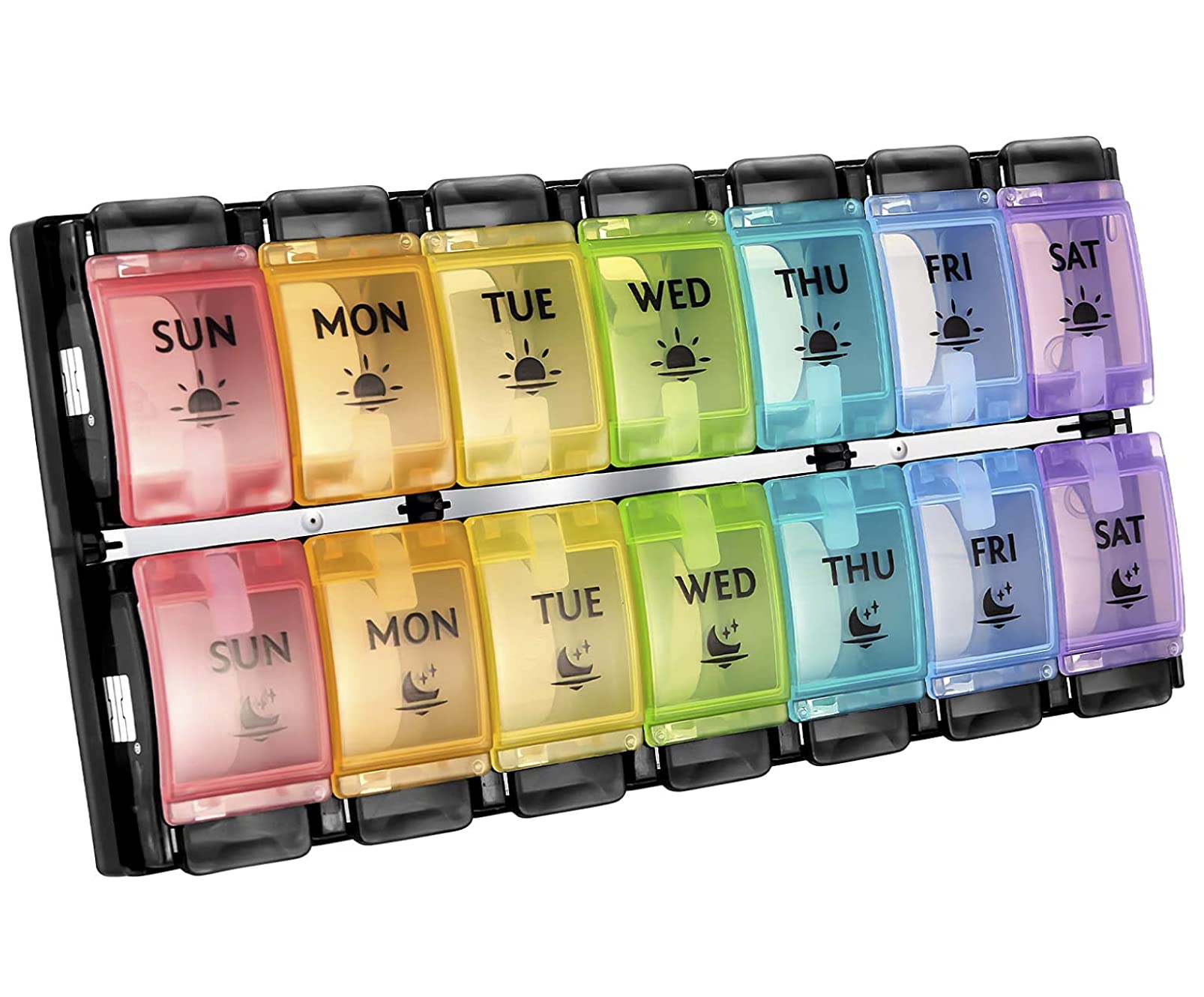 FGcase AM PM Weekly 7 Day Pill Organizer, Large Daily Pill Cases Pill Box with Easy Push Button, Pill Reminder Container for Med