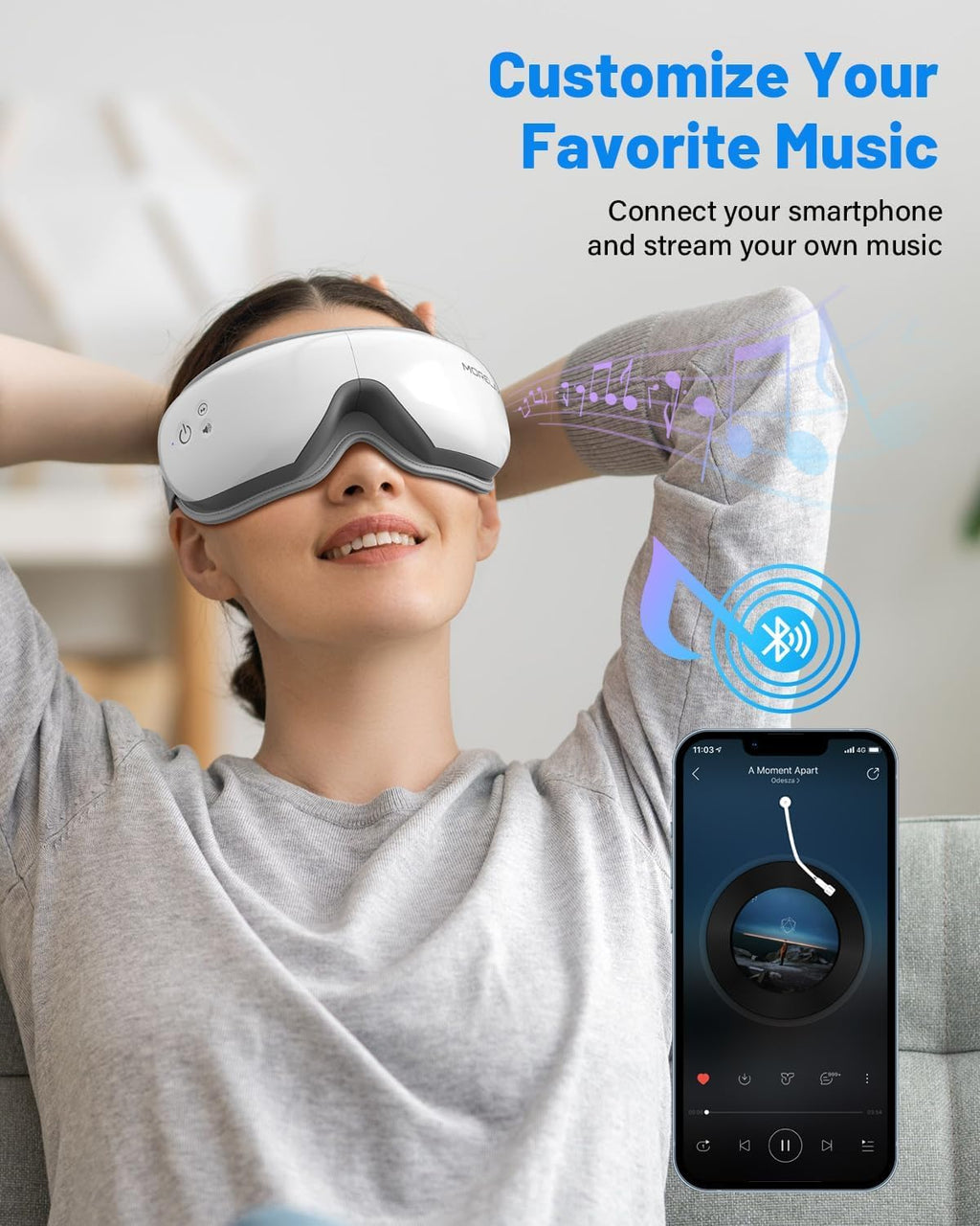 Eye Massager with Heat & Bluetooth Music, Mothers Day Birthday Gifts for Women, Reduce Eye Strain, Headache Relief and Improve S