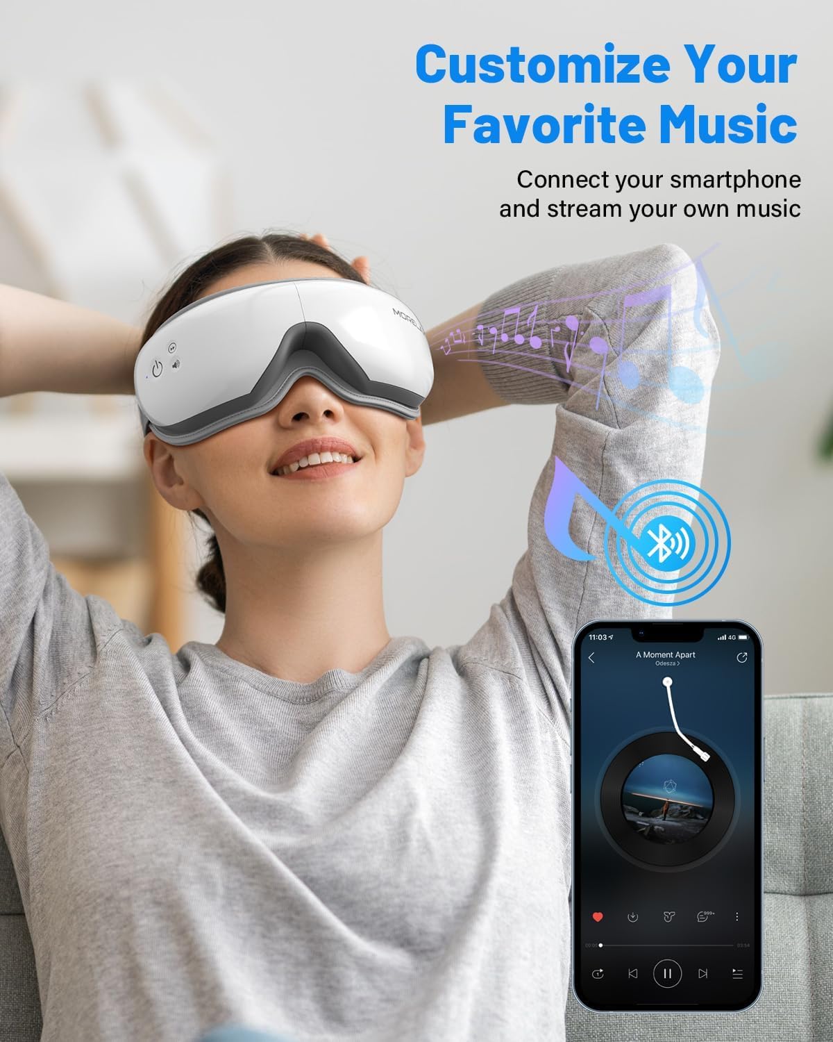 Eye Massager with Heat & Bluetooth Music, Mothers Day Birthday Gifts for Women, Reduce Eye Strain, Headache Relief and Improve S