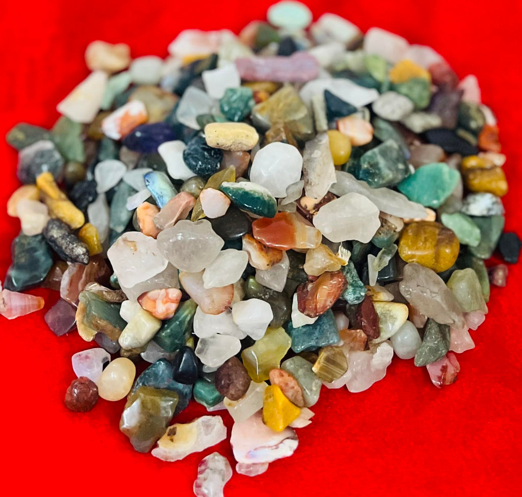 Indian Consigners Natural Crushed Polished Tumbled Gem Stone Chips, Decoration & Healing Crystals (Multi Assorted)