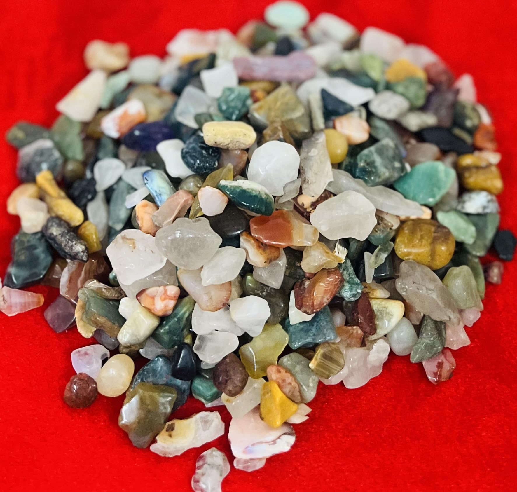 Indian Consigners Natural Crushed Polished Tumbled Gem Stone Chips, Decoration & Healing Crystals (Multi Assorted)