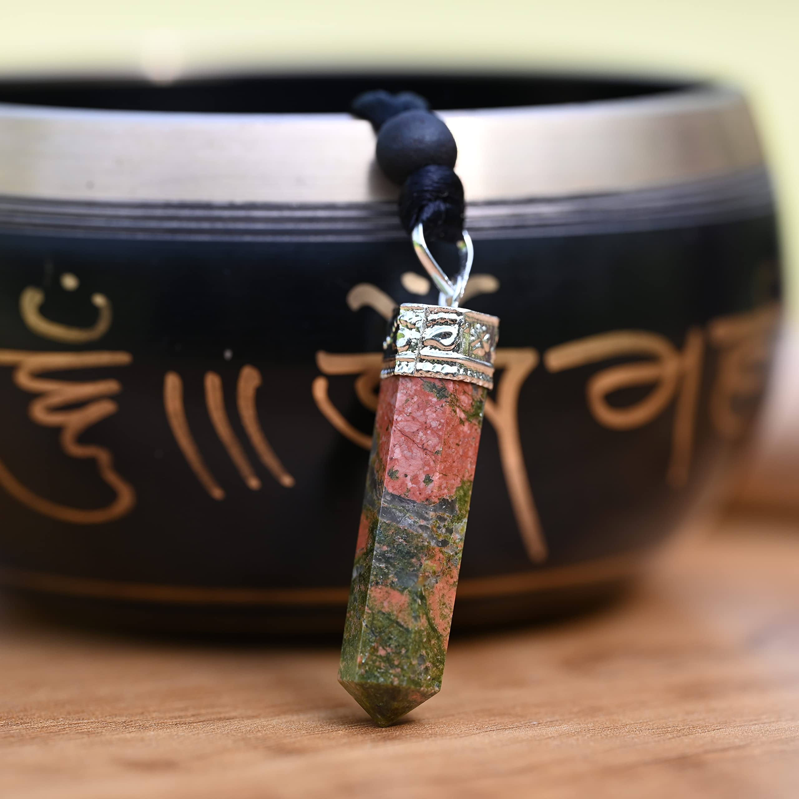 Sugandha Wellness Raw Unakite Healing Crystal Necklace - Vision & Harmony. Balance, Grounding & Growth. Luck & Prosperity. Jewel
