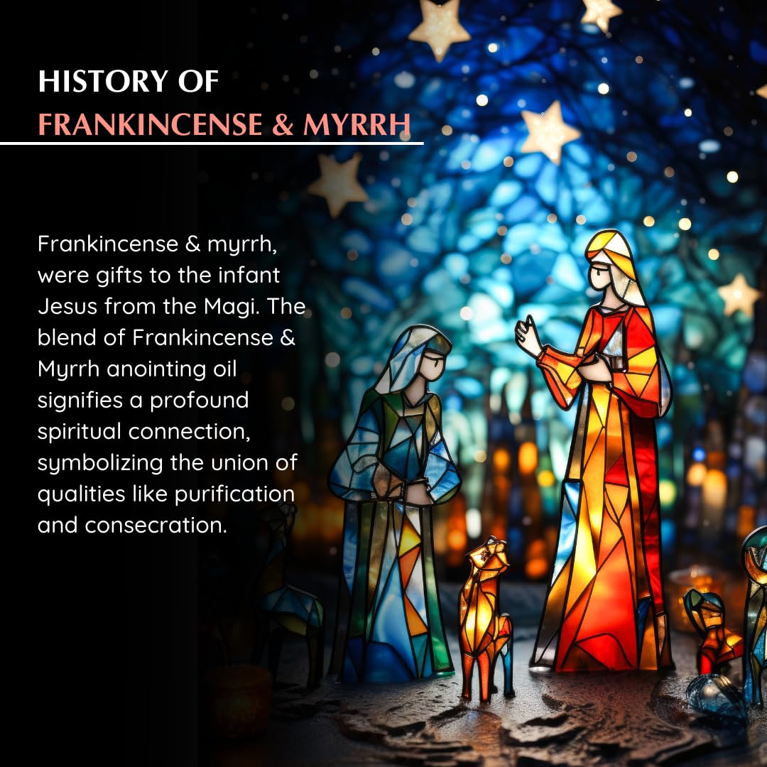 Frankincense & Myrrh Anointing Oil 9ml (0.3 fl oz.)| Blessings from The Holy Lands | Blessed Olive Oil from Jerusalem with Bibli