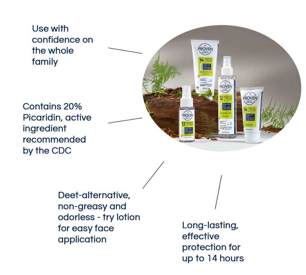 Proven Insect Repellent Spray, Keep Mosquitoes, Ticks and Flies Off, DEET Alternative Repellent, Up to 12-Hour Protection, Great