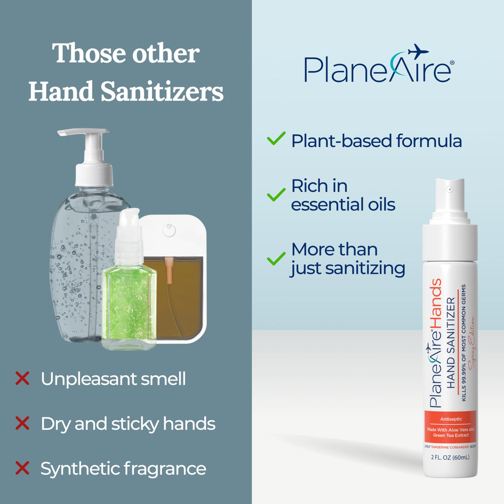 Tangerine Coriander Spray Hand Sanitizer | Travel Size | Hydrate & Cleanse | Made with Aloe Vera & Essential Oils | Green Tea Ex