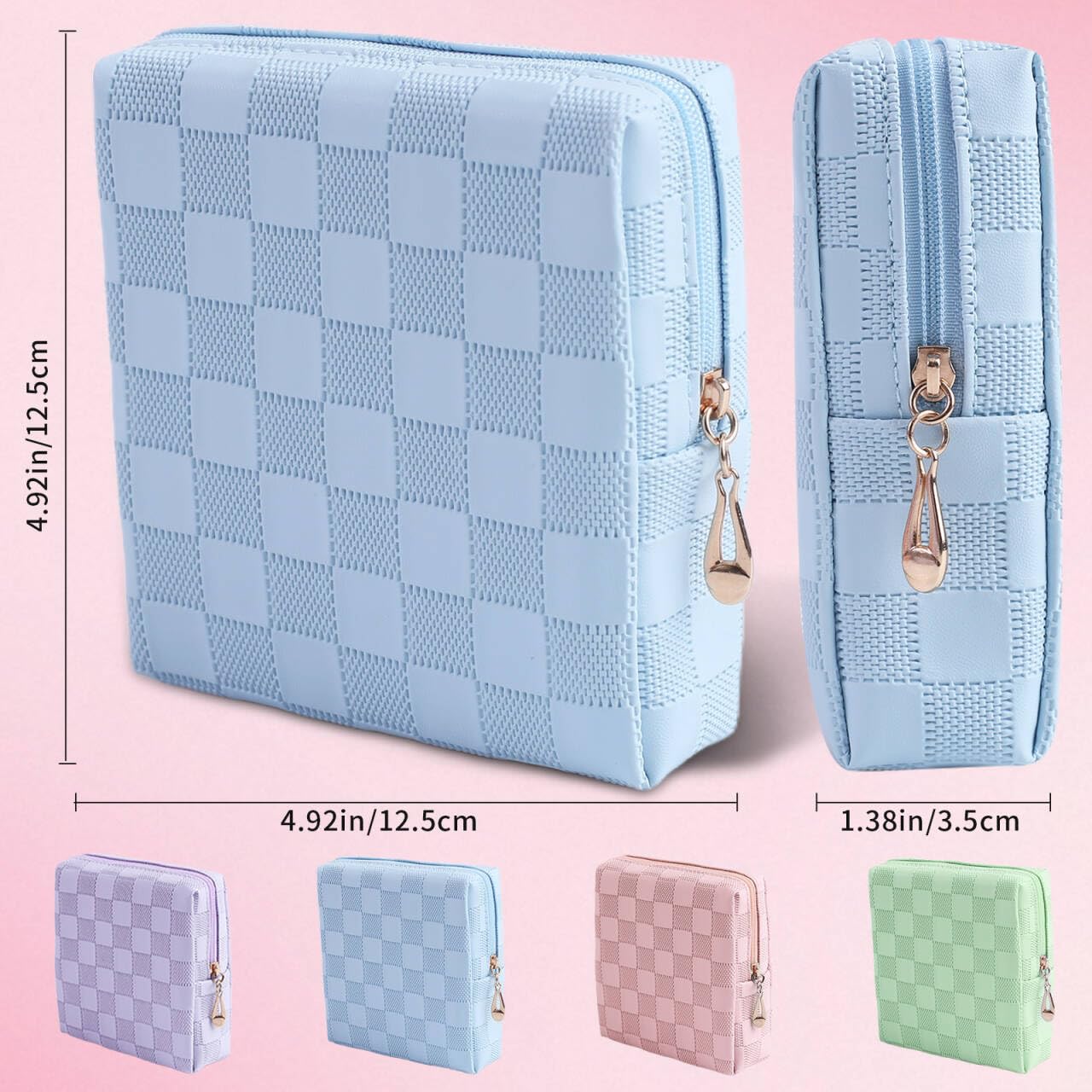 Teircno Period Bag for Women Girls | PU Leather Sanitary Napkin Storage Bag | Cute Pads Bags for Period | Discreet Menstrual Pou