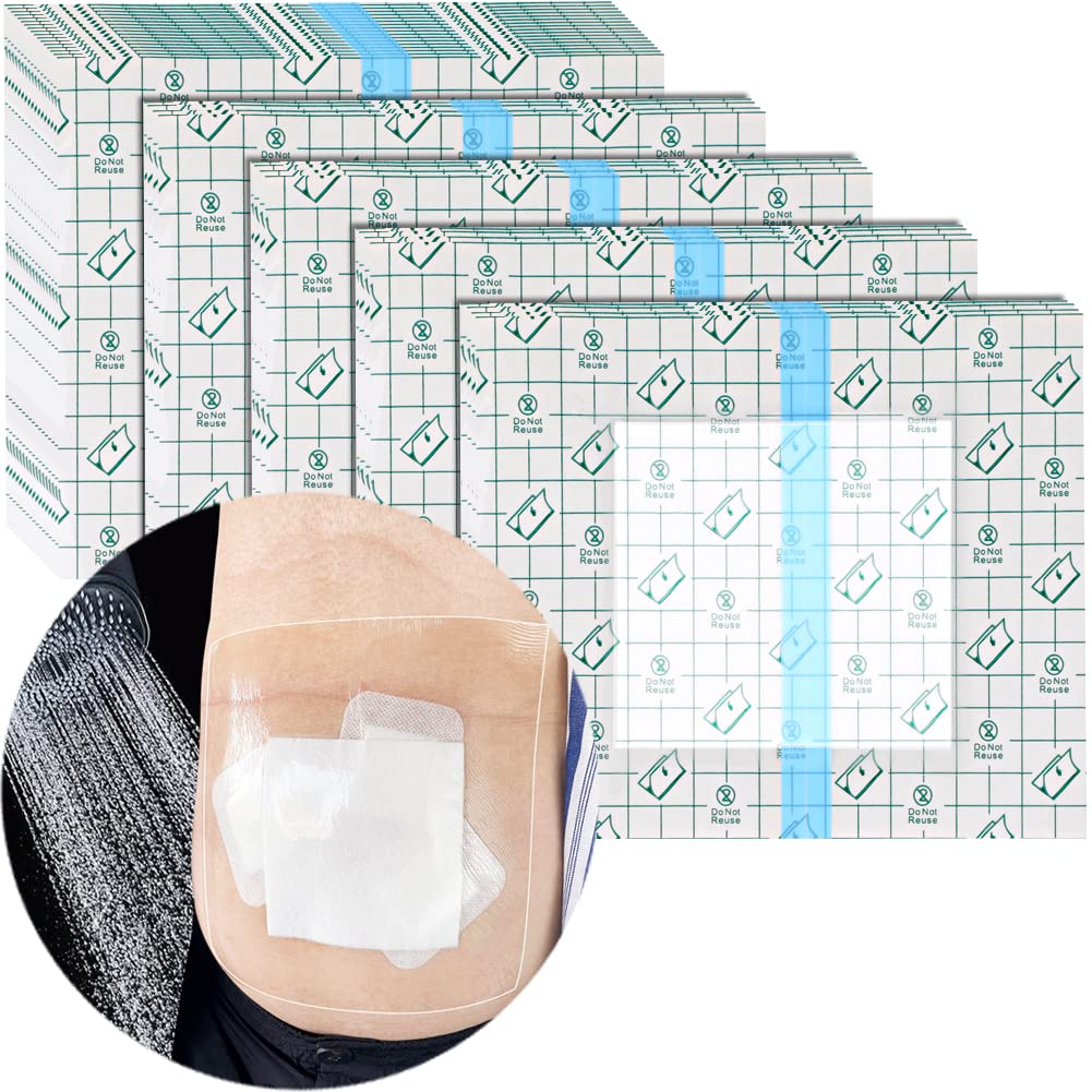 25 Pcs Waterproof Shower Cover 9x9 with Non-Stick Center Pad for Large Port Surgery Incisions Protector Patch Transparent Film C