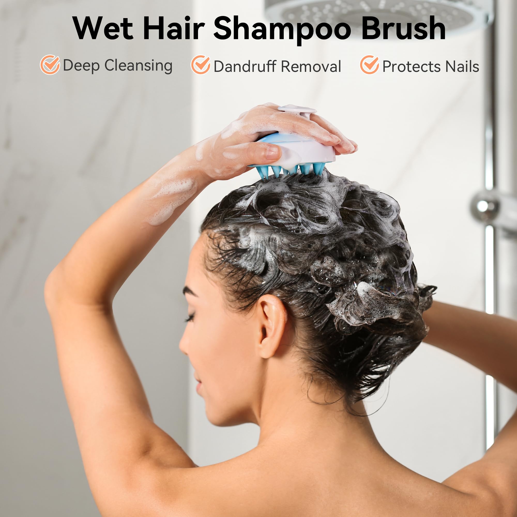 HEETA Scalp Massager Hair Growth, Soft Silicone Scalp Scrubber Shampoo Brush for Exfoliation, Dandruff Removal Head Massage Stre