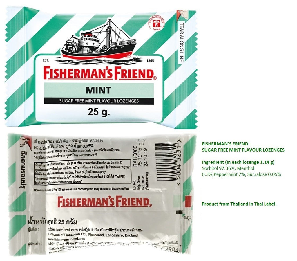 Fishermans Friend Sugar Free Mint Flavour lozenges 25g (Pack of 6)