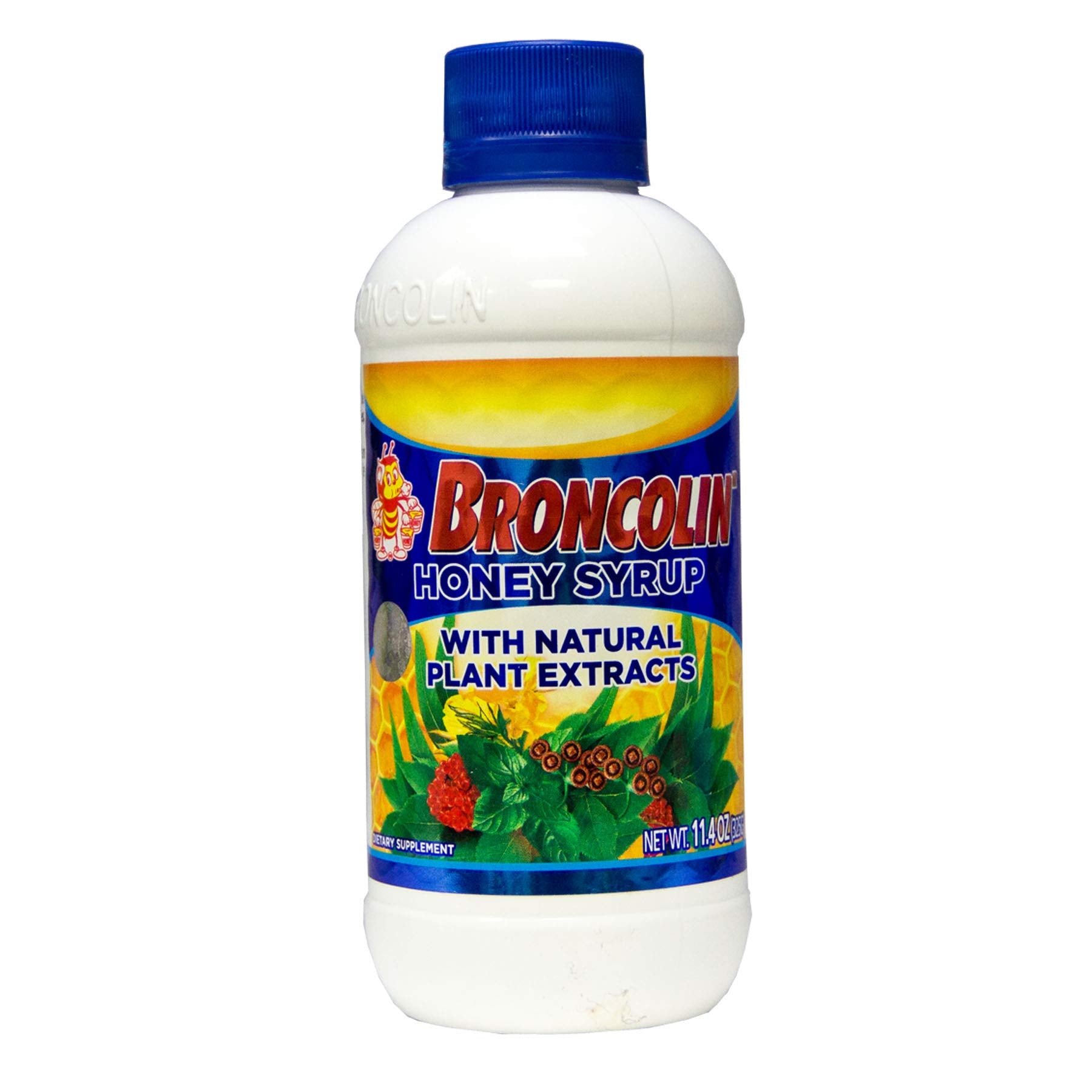 Broncolin Honey Syrup with Natural Plant Extracts, Helps Relieve Cough, 11.4 Oz, Bottle