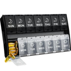 XL Large Pill Organizer 2 Times a Day, Weekly Am Pm Pill Box with Hinged Lids, 7 Day Medicine Vitamin Pill Case, Daily Pill Cont