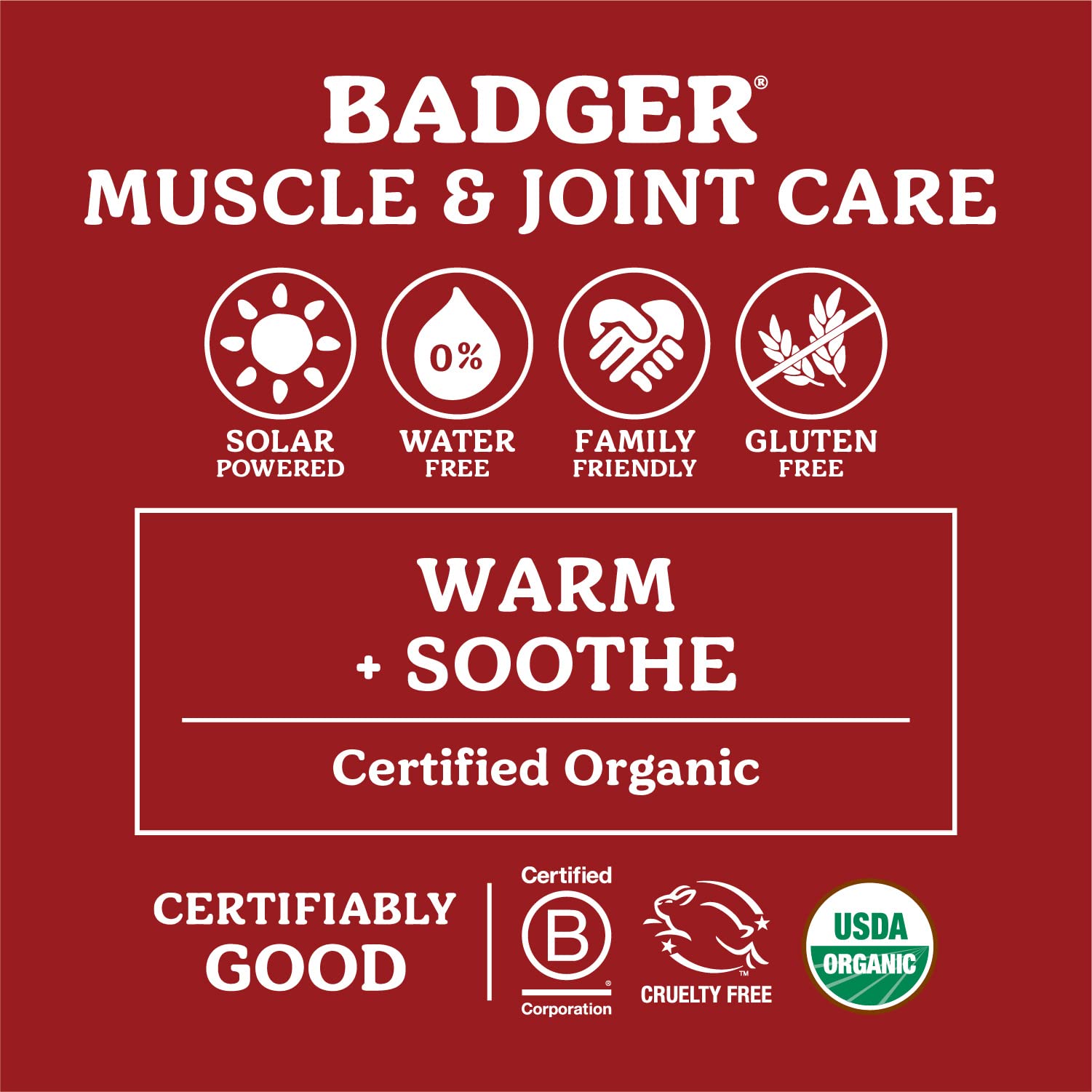 Badger Sore Muscle Rub, 100% Organic Sore Muscle Cream, Cayenne & Ginger Warming Sore Muscle Relief, Recovery & Relaxation, Long