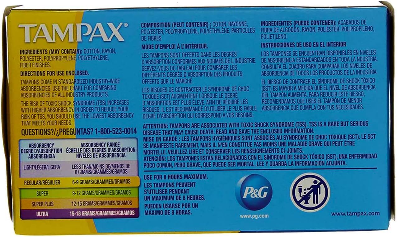 Tampax Tampons Regular Absorbency - 10 ct, Pack of 5