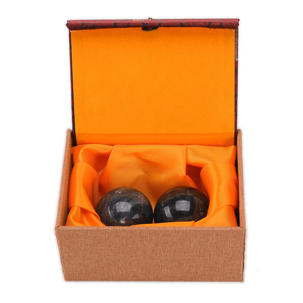 BRABUD 2 Dark Grey Marble Ball Exercise Massage Balls Health Stress Relieve Hand Exercise Baoding Balls BS020