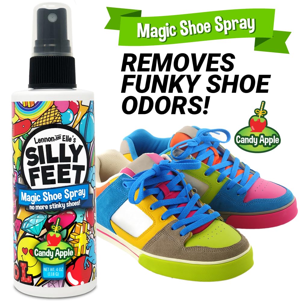Foot and Shoe Deodorizer Spray, Extra-Strength Odor Eliminator for Smelly Shoes, Kids Feet, and Sweat, Candy Apple Scent, Altern