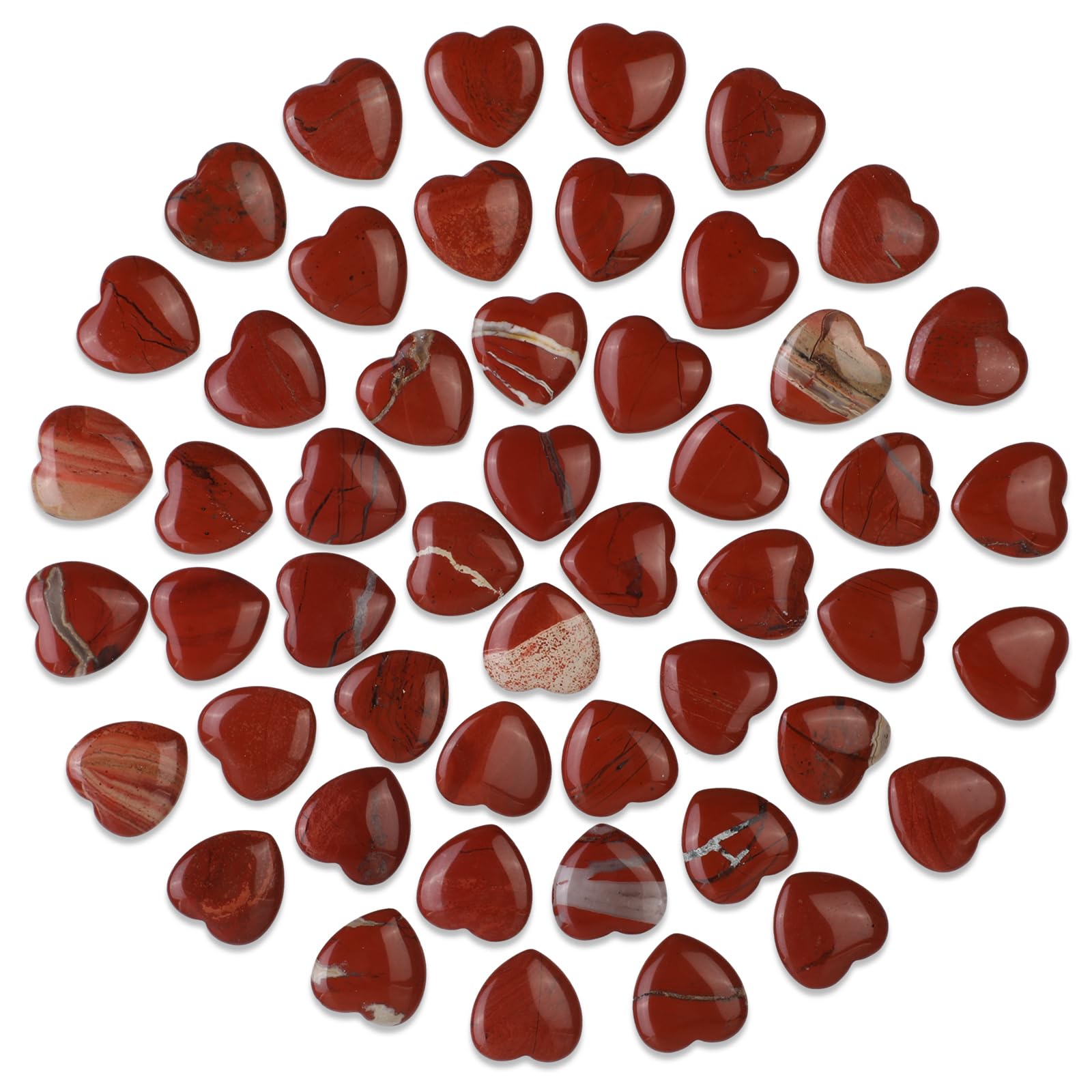 Gerrii 50 Pcs Heart Healing Stone Bulk Quartz Heart Inspirational Stones Valentines Day Gift for Women Love Pocket Polished Natu